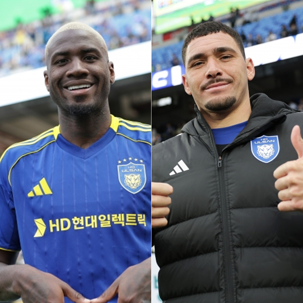 Иностранные нападающие Ульсан HD Мальконг (слева) и Яго. /Фото = Предоставлено Корейской профессиональной футбольной федерацией.