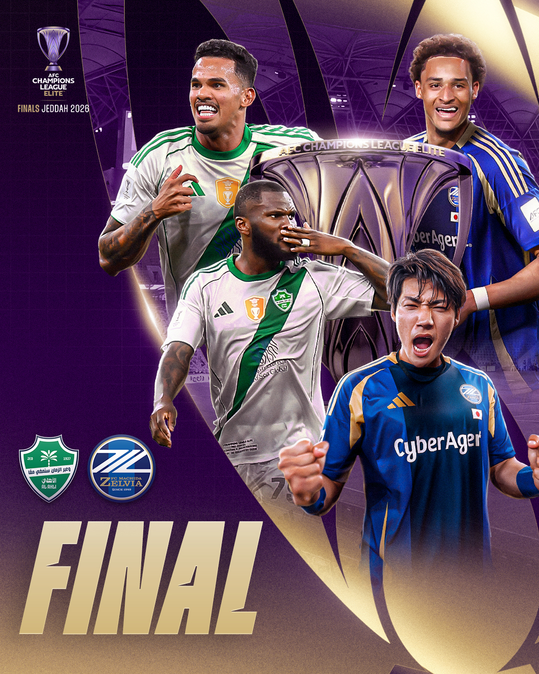 Al-Ahli and Machida Zelvia face off in the 2025-2026 AFC Champions League Elite final. /Photo=AFC