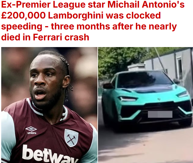 Trong vụ tai nạn xe hơi của Michael Antonio. /Ảnh = Cap màn hình Daily Mail của Anh