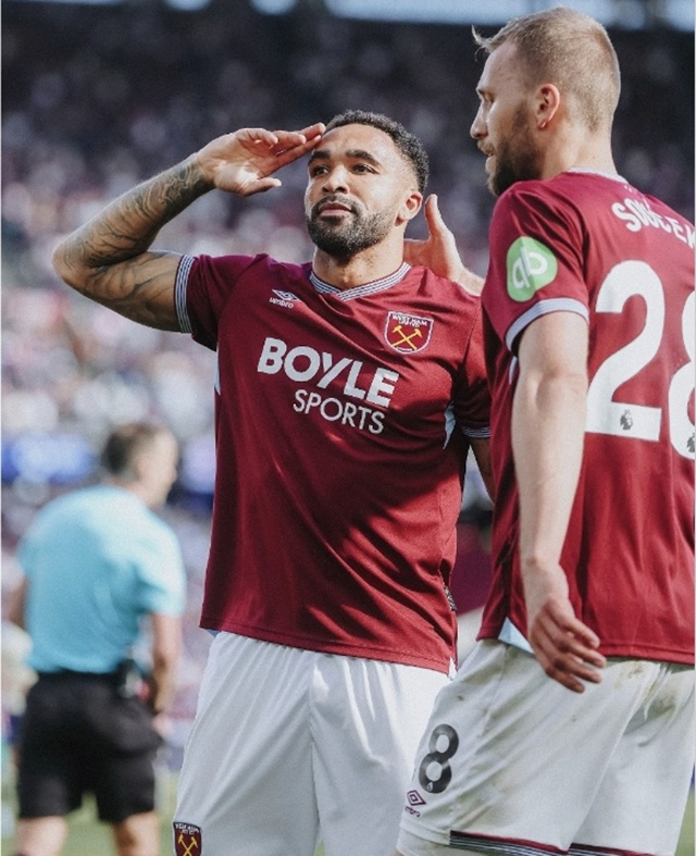 Tiền đạo West Ham Calum Wilson ghi bàn thắng quyết định và ăn mừng. /Ảnh = SNS của West Ham