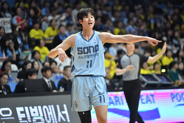 专注于比赛的高阳索诺李根俊。 =照片=KBL提供。