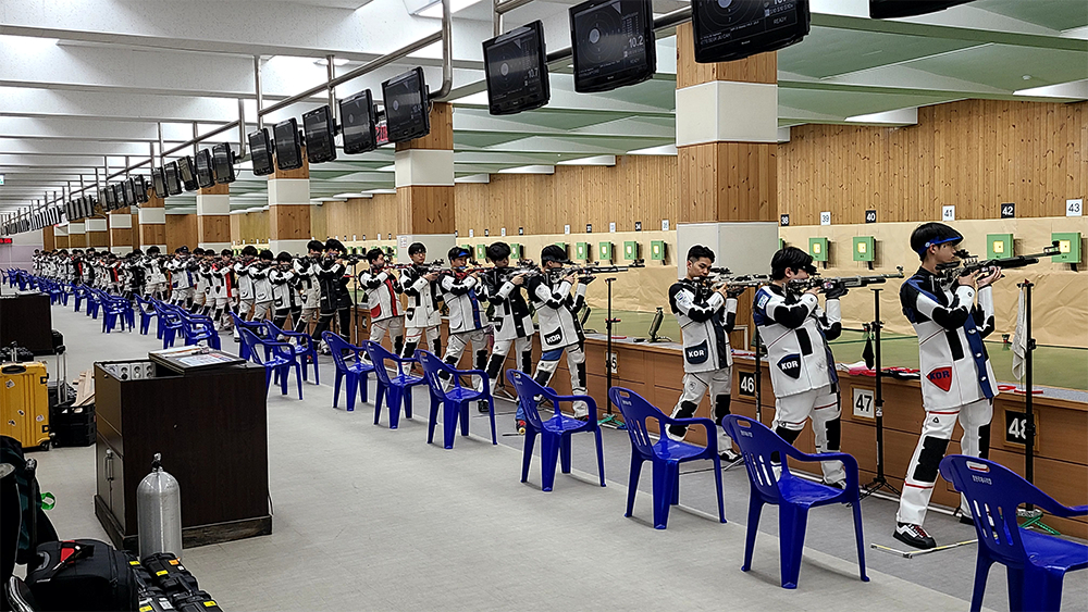 2026愛知-名古屋アジア大会選抜戦男子エアライフル本大会の様子。 /写真=大韓射撃連盟提供