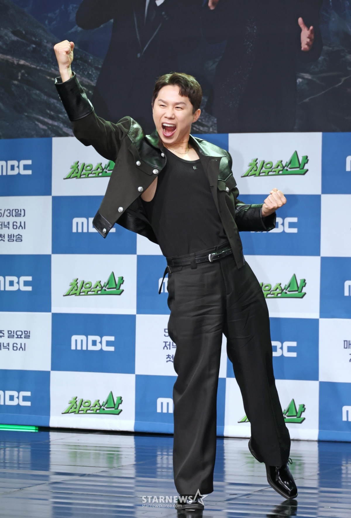 Comedian Yang Se-hyung attended the production presentation for the new variety program 'Best Mountain' held at MBC in Sangam-dong, Mapo-gu, Seoul, on the afternoon of the 28th, posing for photos. /2026.04.28 /Photo=Lee Dong-hoon photoguy@