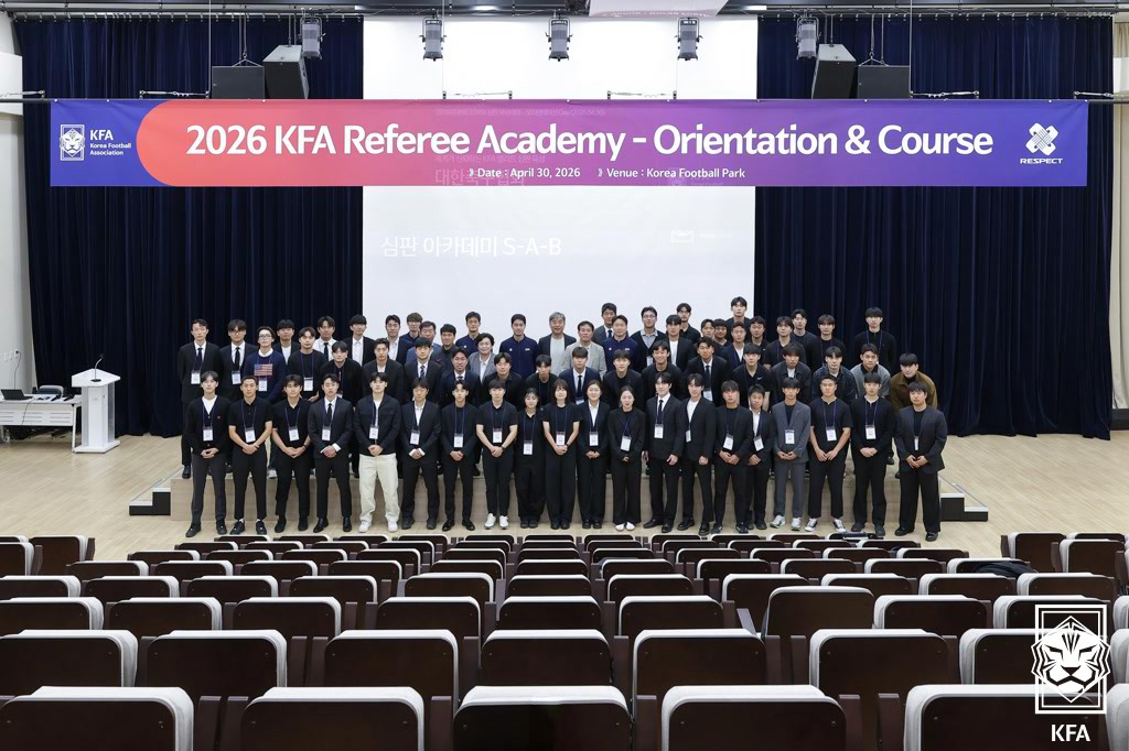 /KFA于上月30日在天安韩国足球公园举行了"2026 KFA裁判学院(S·A·B路线)综合入学教育"。 照片=kFA提供。