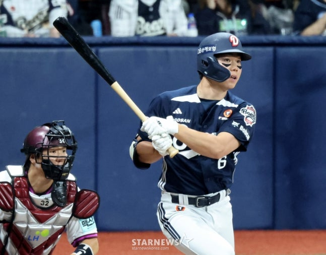 Oh Myung-jin, who collected four RBIs including a home run. /Photo=Senior reporter Kang Young-jo