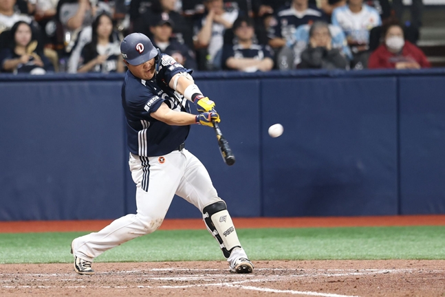 Kim Ki-yeon added a sacrifice fly. /Photo=Doosan Bears