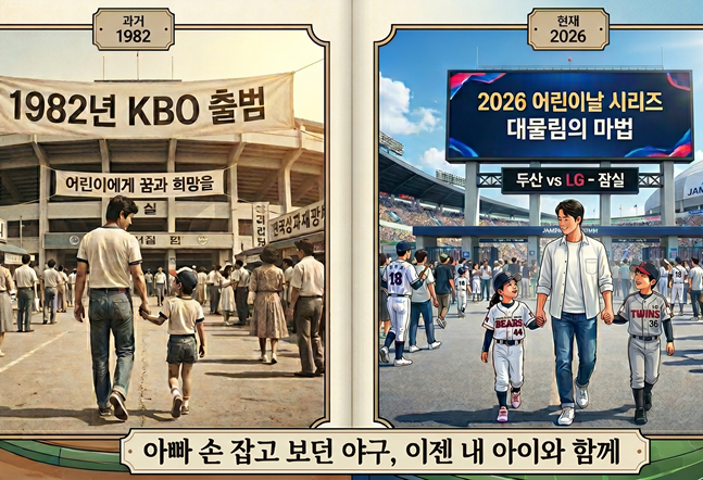 '아빠 손 잡고 보던 야구, 이젠 내 아이와 함께' KBO 44년 잇는 '어린이날'의 마법