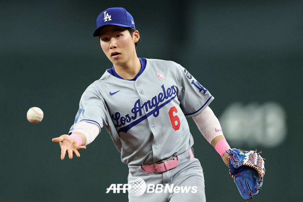 ロサンゼルス·ドジャースのユーティリティプレーヤー、キム·ヘソン。 /AFPBBNews=ニュース1
