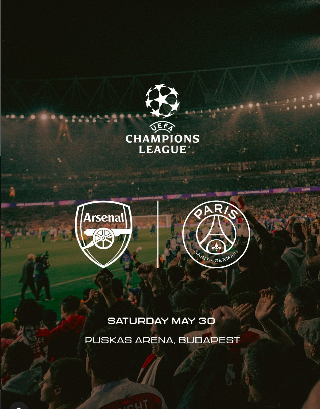  Trận chung kết UEFA UCL mùa giải 2025-2026 sẽ diễn ra vào lúc 1 giờ sáng ngày 31 tại sân vận động Puskás ở Budapest, Hungary với Arsenal và PSG.Ảnh = Cap màn hình SNS chính thức của Arsenal