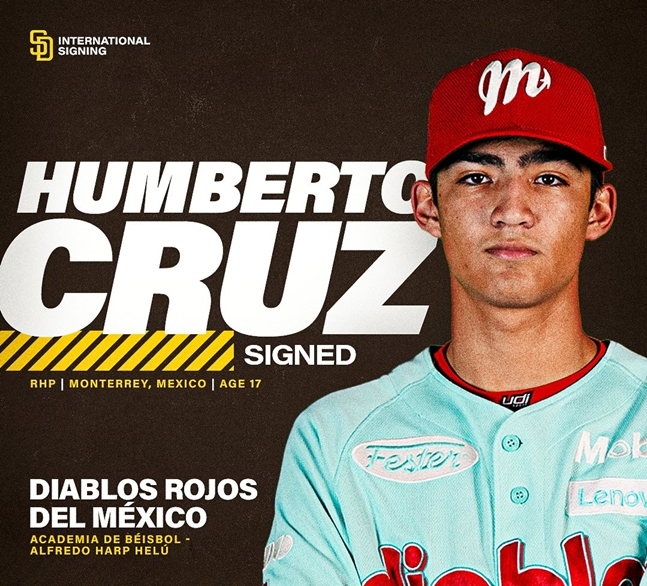 Humberto Cruz, who joined the San Diego Padres in 2024. /Photo=San Diego Padres official SNS