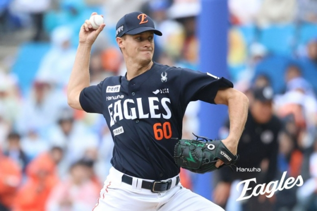 Jack Cushing, quien se unió a los Hanwha Eagles como jugador suplente y actuó como cerrador. /Foto=Hanwha Eagles