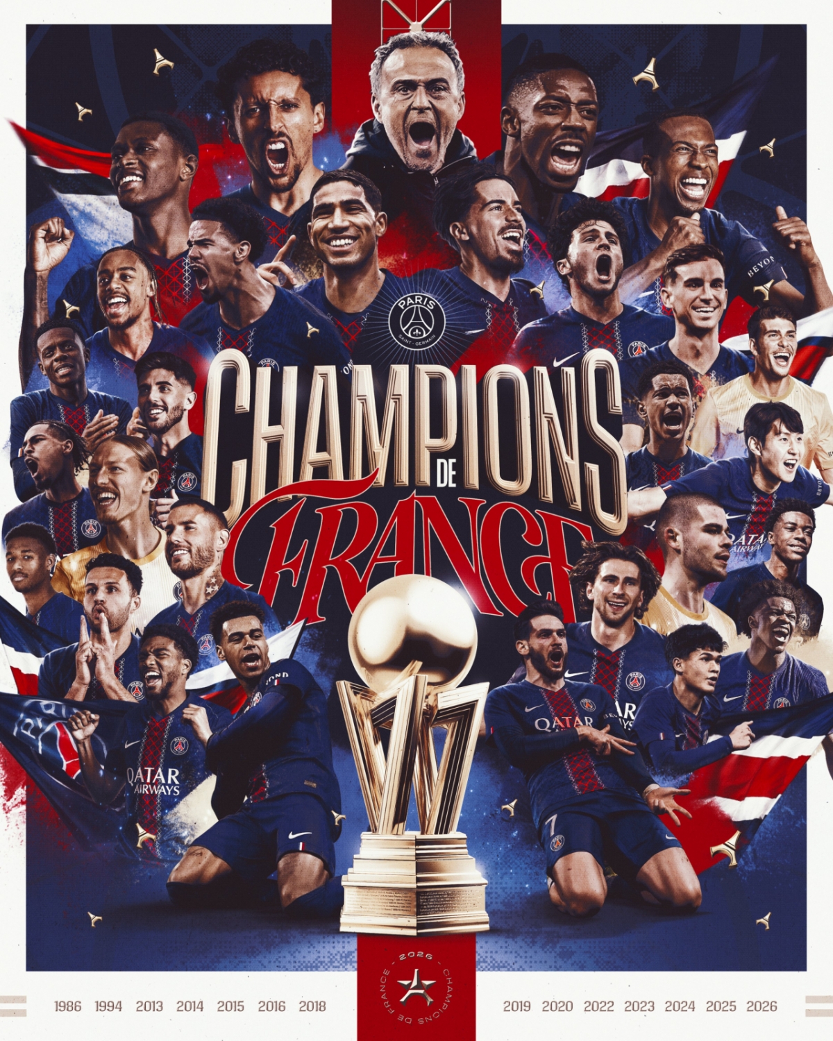 2025-2026フランスプロサッカーリーグ1で優勝したパリ·サンジェルマン（PSG）。 /写真=PSG SNSキャプチャー