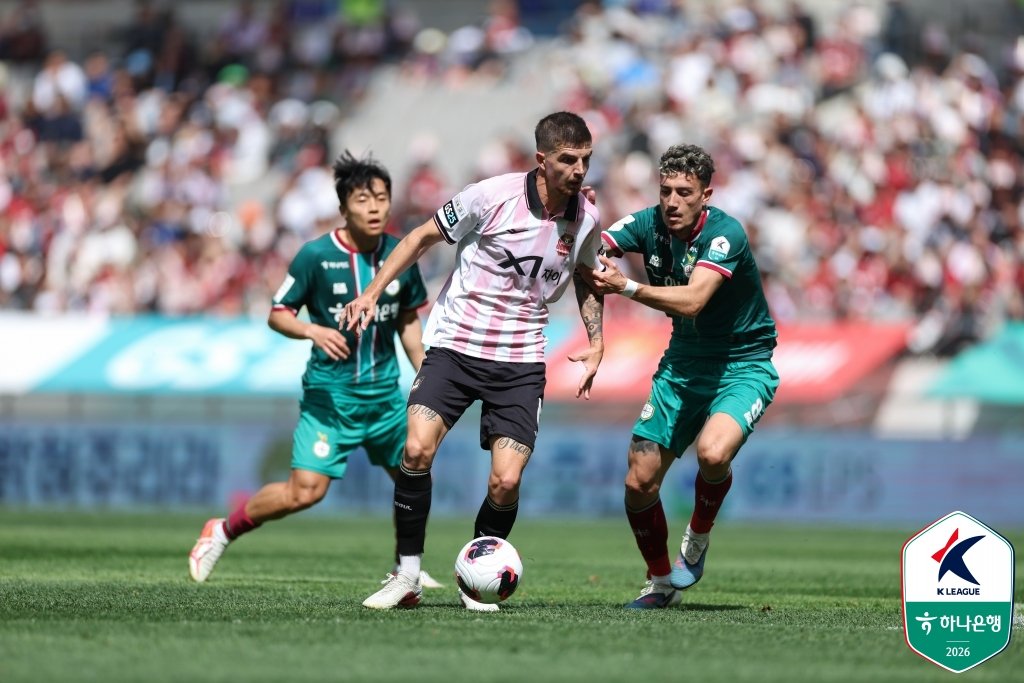 Imagen del partido entre FCSeúl y Daejeon Hana Citizen celebrado en el Estadio Mundialista de Seúl en abril. /Foto=Federación Coreana de Fútbol Profesional
