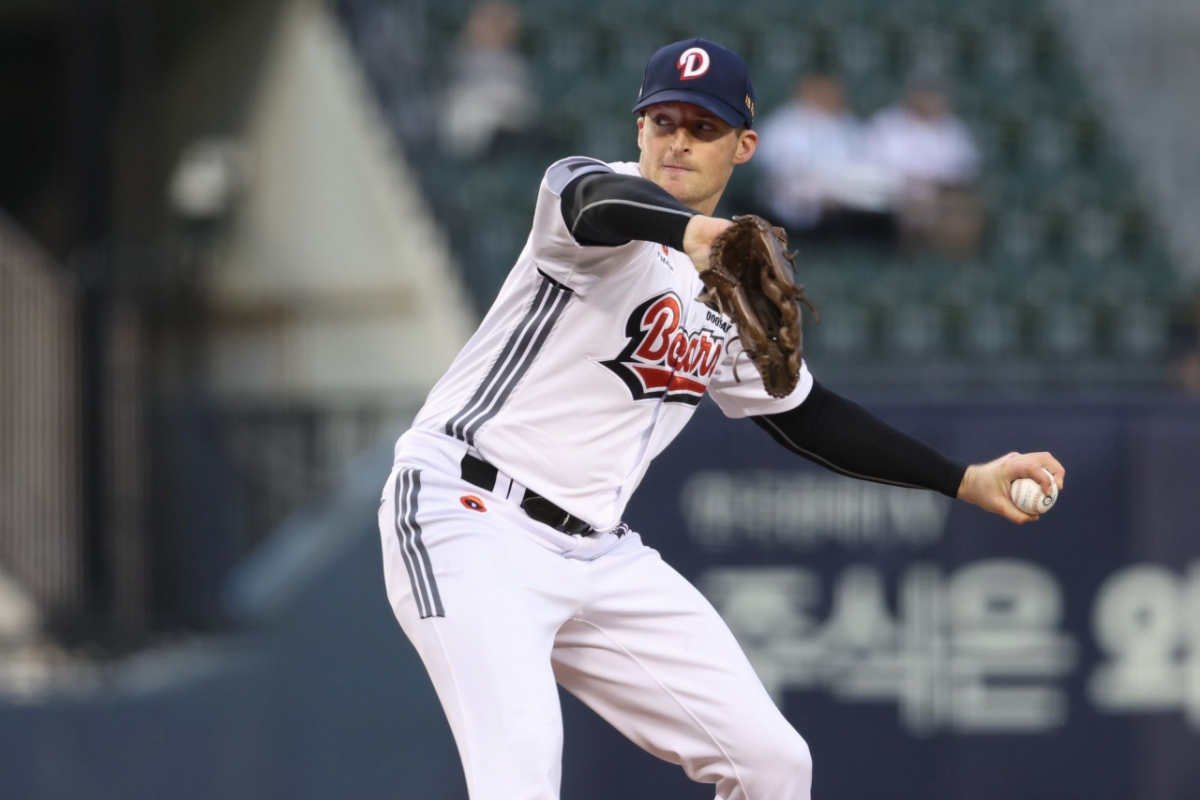 Матч Джамсиль NC Dinos - Doosan Bears 21-го числа. Обратный вид Бенджамина, стартового игрока Doosan. /Фото = Предоставлено Doosan Bears.