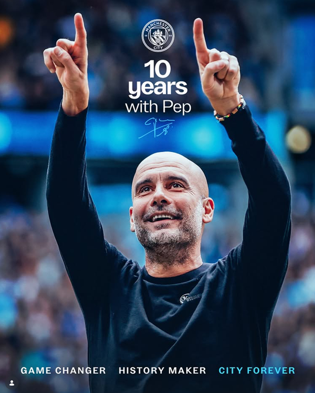Manchester City announces the departure of manager Pep Guardiola. /Photo=Manchester City SNS