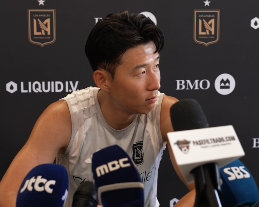 Son Heung-min durante una entrevista. /foto=recorte de video proporcionado oficialmente por LAFC