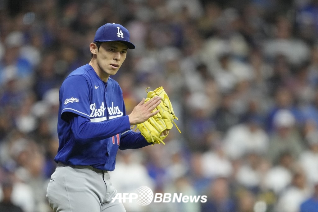 24日(韓国時間)、LAドジャースの佐々木ロキの姿。 /AFPBBNews=ニュース1