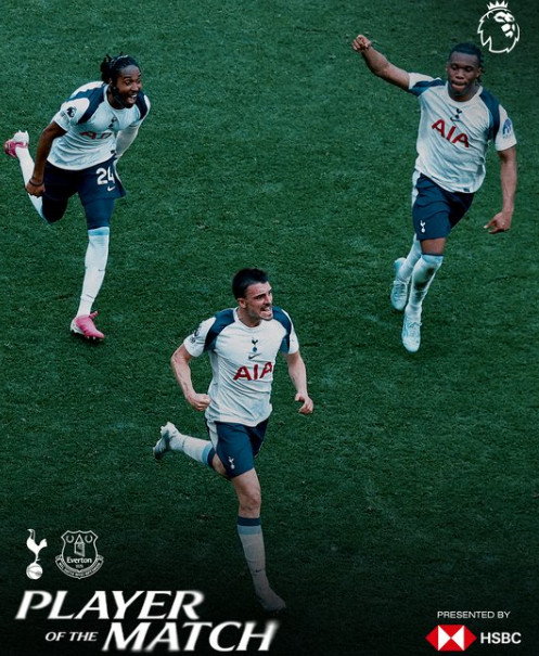 João Palhinha corre hacia los aficionados locales justo después de marcar el gol de apertura. /Foto=Captura de las redes sociales oficiales del Tottenham