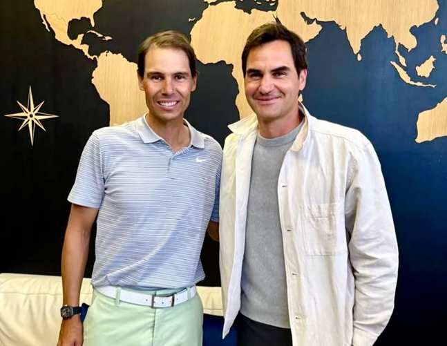 Nadal (left) and Federer. /Photo=Rafah Nadal's official SNS