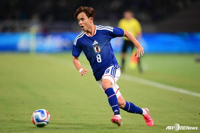Takefusa Kubo during the friendly match against Iceland held at Tokyo National Stadium at 7:25 p.m. on the 31st (Korea time). /AFPBBNews=NEWS1