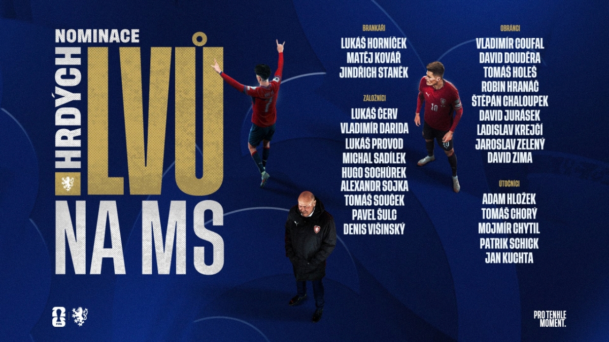 Lista final de 26 jugadores de la selección nacional de la República Checa. /Foto=Captura de la página web de la Asociación de Fútbol de la República Checa