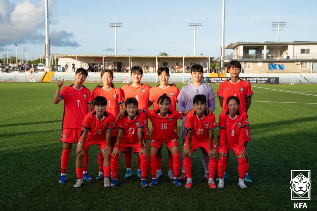 South Korean national team players who participated in the first match of the 2026 East Asian Football Federation (EAFF) E-1 Football Championship (East Asian Cup) qualifiers against Guam, held at Guam Football Association Training Center Field 2 at 5 p.m. (Korean time) on the 3rd. /Photo=Korea Football Association