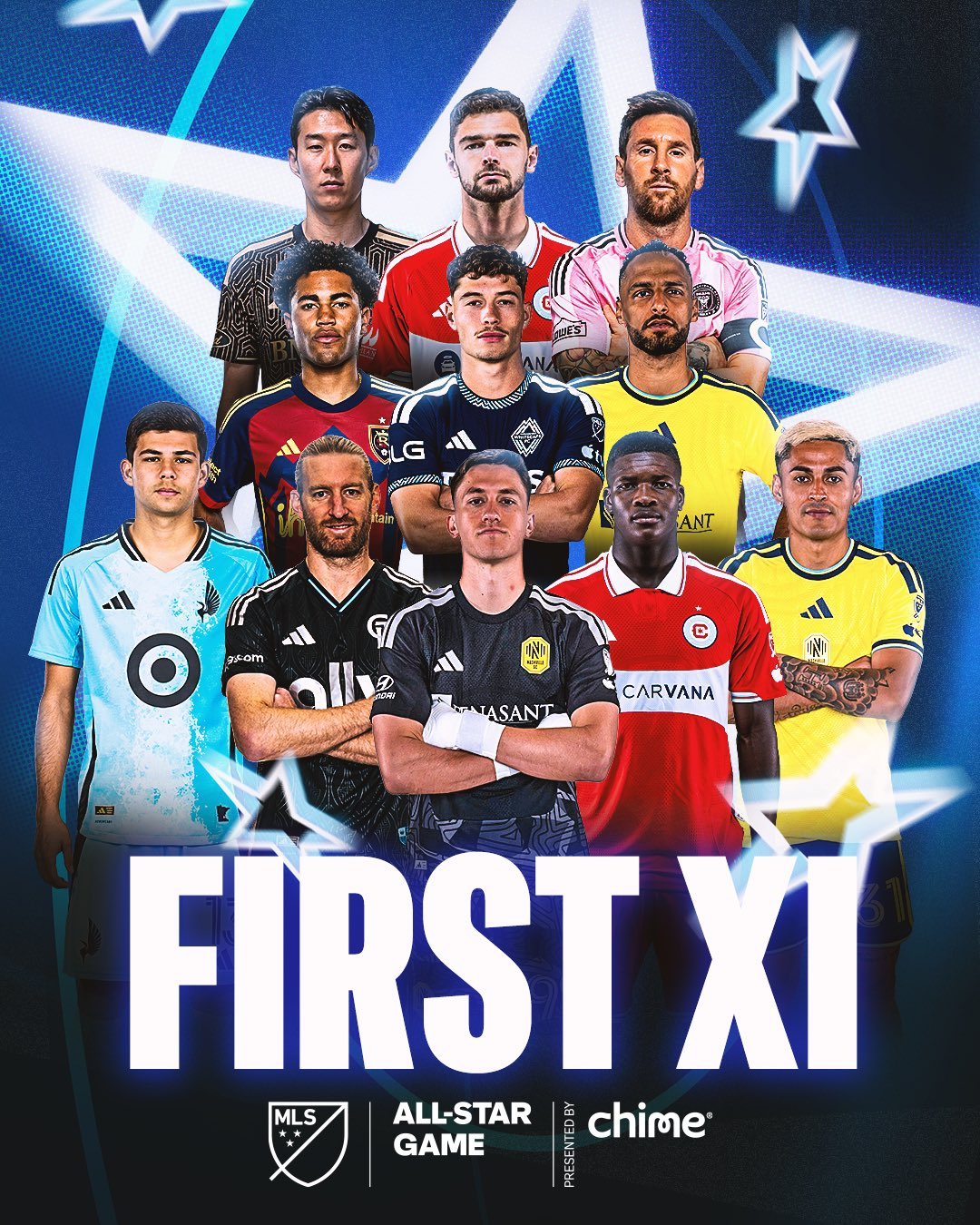 Son Heung-min (far left, back row) selected for the 2026 U.S. Major League Soccer (MLS) All-Star First Eleven. /Photo=MLS website screenshot