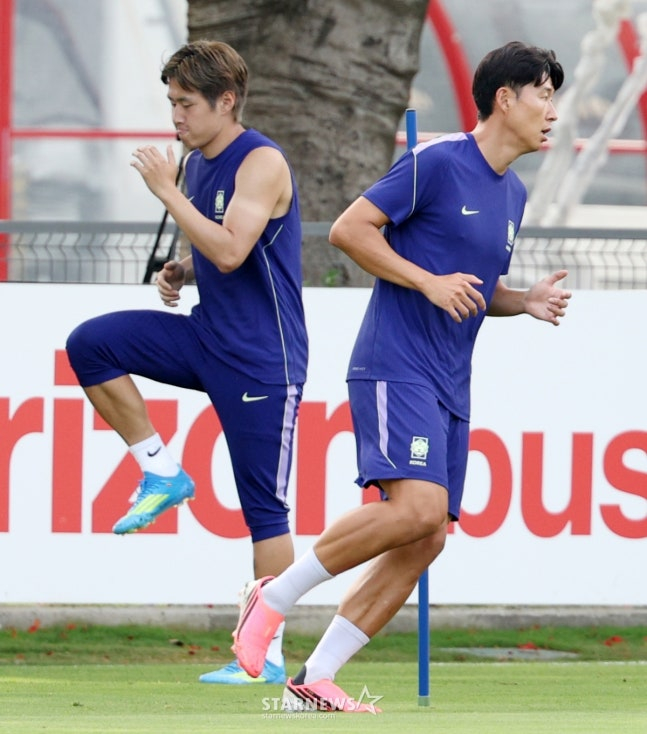 Lee Kang-in (izquierda) y Son Heung-min. /Foto=corresponsal jefe Kim Jin-kyung