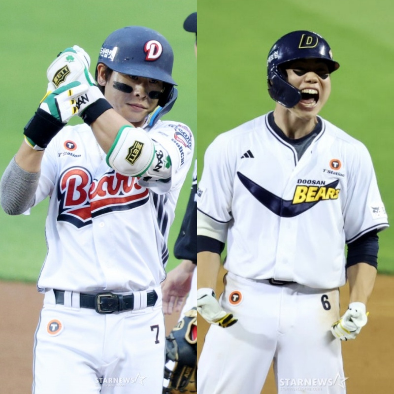 斗山の朴賛浩（パク·チャンホ、左）とオ·ミョンジン。 あいにく、チョン·フィミンに会いたい選手が斗山に多い。  /写真=スターニュース