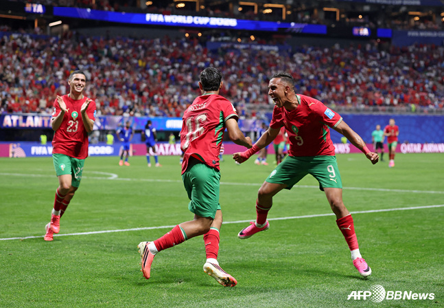 Morocco's goal celebration. /AFPBBNews=NEWS1