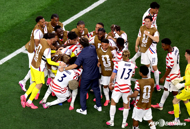 アメリカサッカー代表チームのゴールセレモニー。 /AFPBBNews=ニュース1