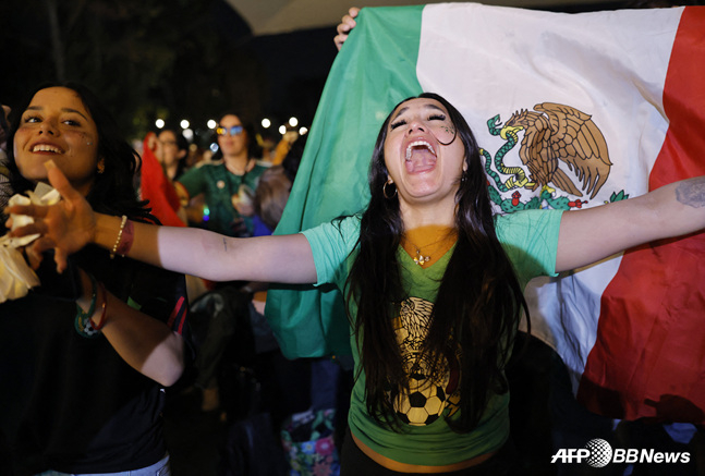 Soccer fans cheering for Mexico. /AFPBBNews=NEWS1