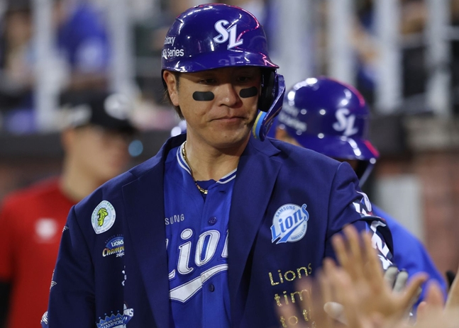 Kang Min-ho, who recorded his first six RBIs after joining Samsung. /Photo=Samsung Lions