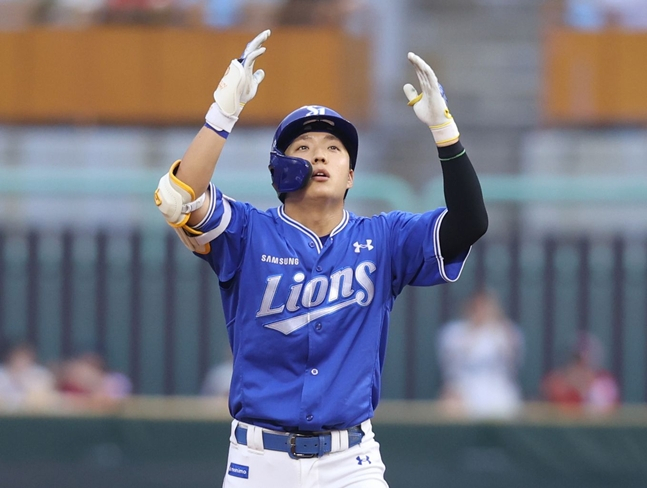 Kim Hyun-jun, who recorded three hits. /Photo=Samsung Lions