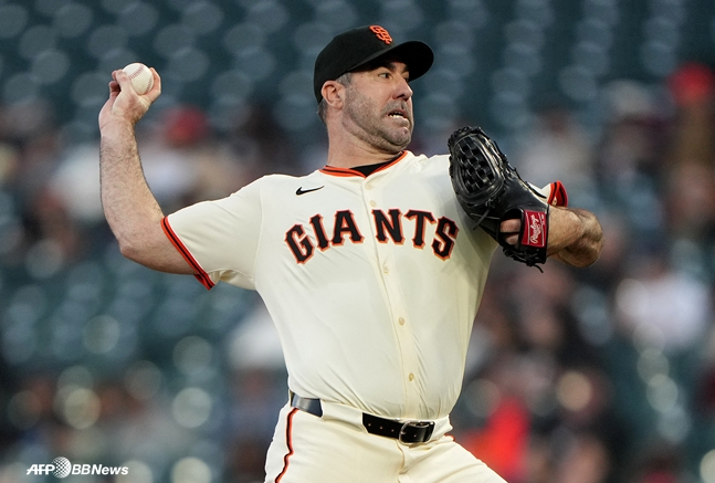 Verlander vistiendo el uniforme de San Francisco en la temporada 2025. /AFPBBNews=NEWS1