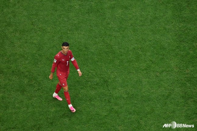 Cristiano Ronaldo leaving the field after the 2026 FIFA North American World Cup match against Spain. /AFPBBNews=NEWS1