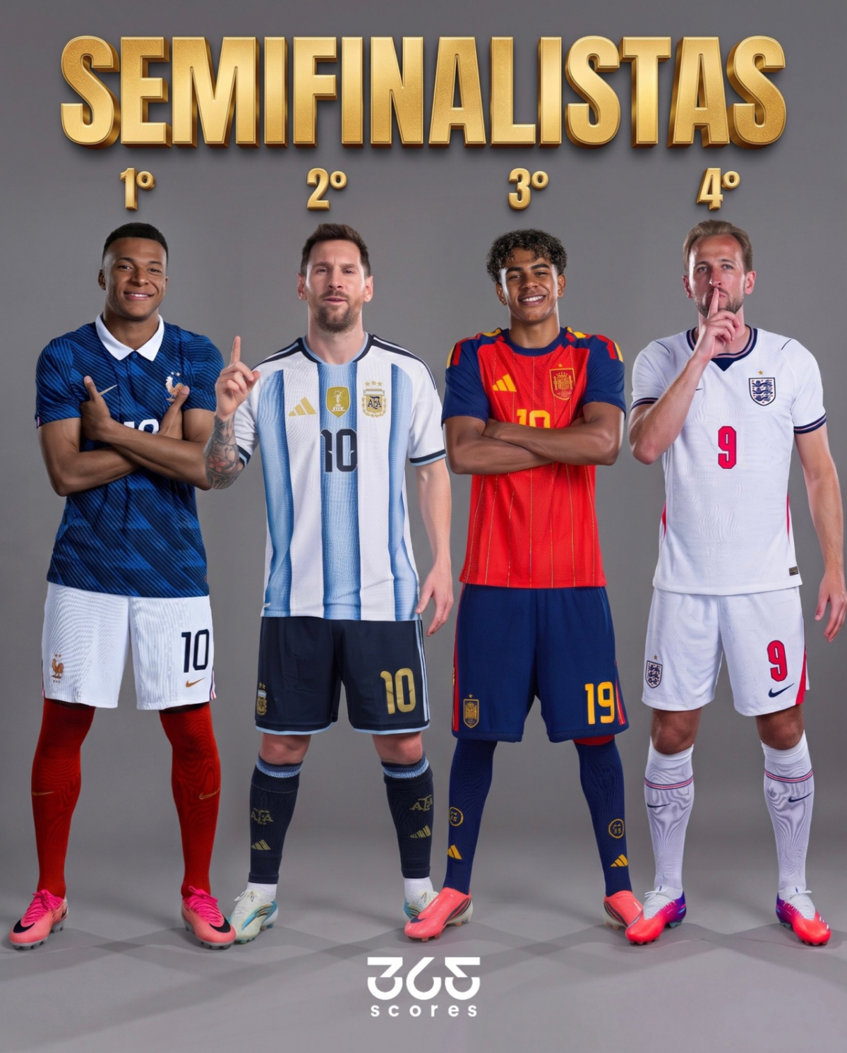 France, Argentina, Spain, and England have reached the semifinals of the 2026 FIFA North America World Cup. For the first time ever, teams ranked 1 through 4 in the FIFA rankings have filled the semifinal bracket. /Photo=365Scores SNS capture