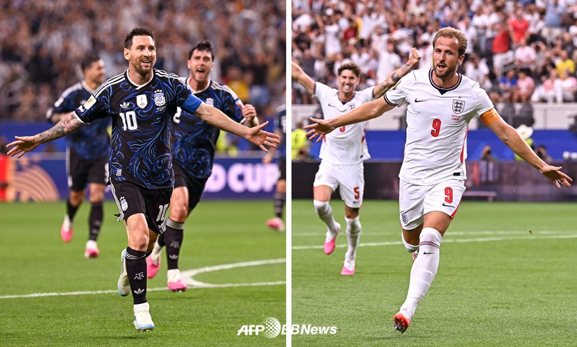 Lionel Messi (left) and Harry Kane. /AFPBBNews=NEWS1