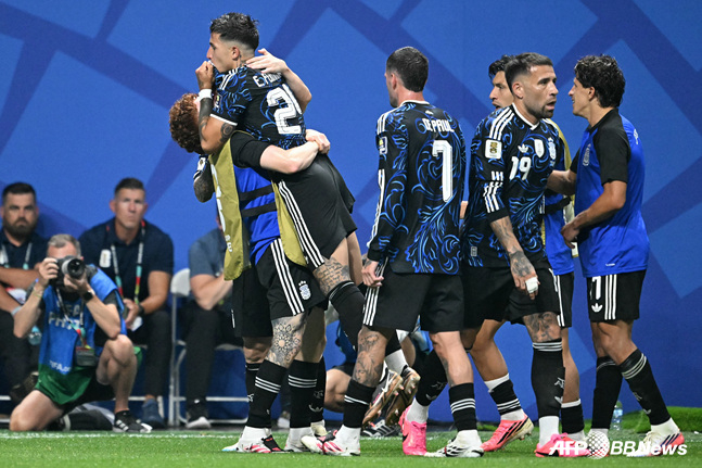 Gesto de celebración de gol de Argentina. /AFPBBNews=NEWS1