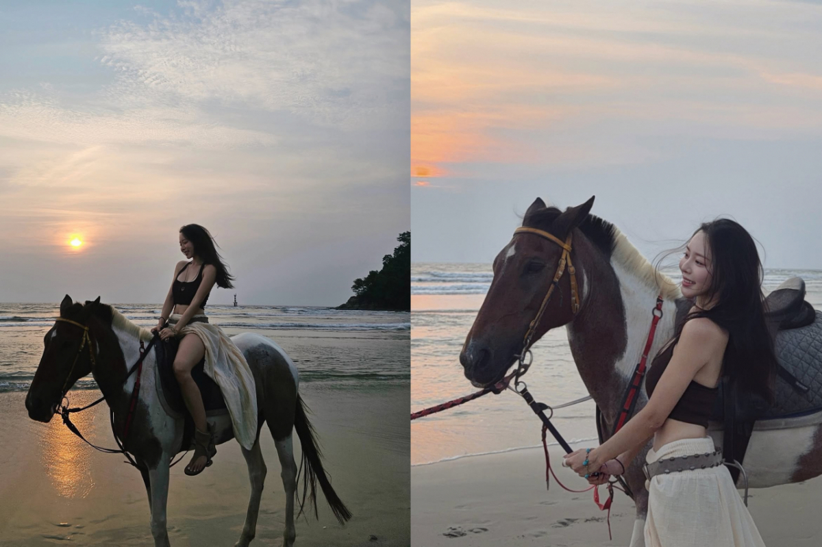 '박성광♥' 이솔이, 브라톱 입고 해변에서 승마 "소원 이뤘지 뭐"
