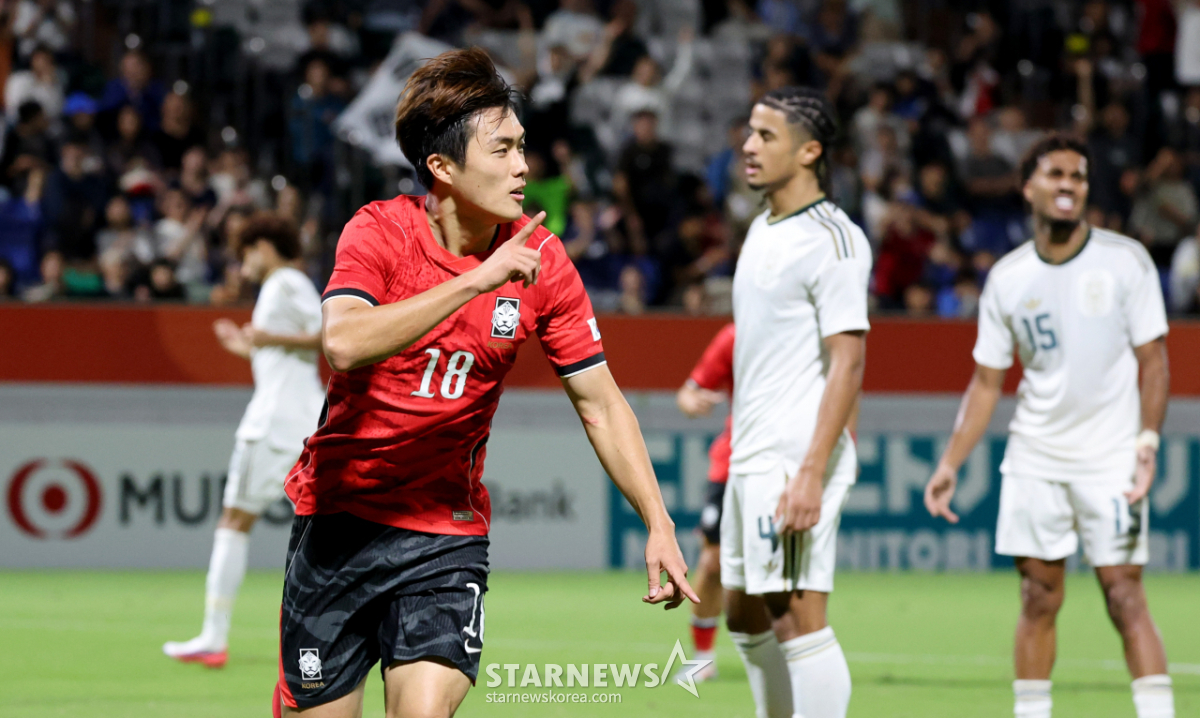 [포토] '이정도면 쐐기포지!' 사우디전 두번째 골 김명준