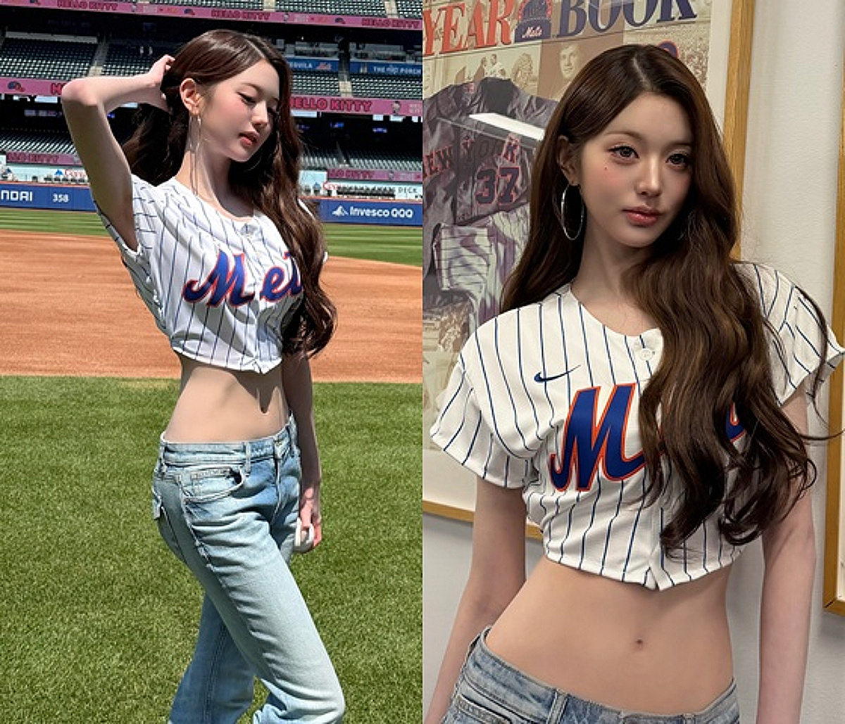 장원영, 매끈 매끈 '납작배+늘씬 골반' 뽐내며..'뉴욕 메츠 시구' 비하인드