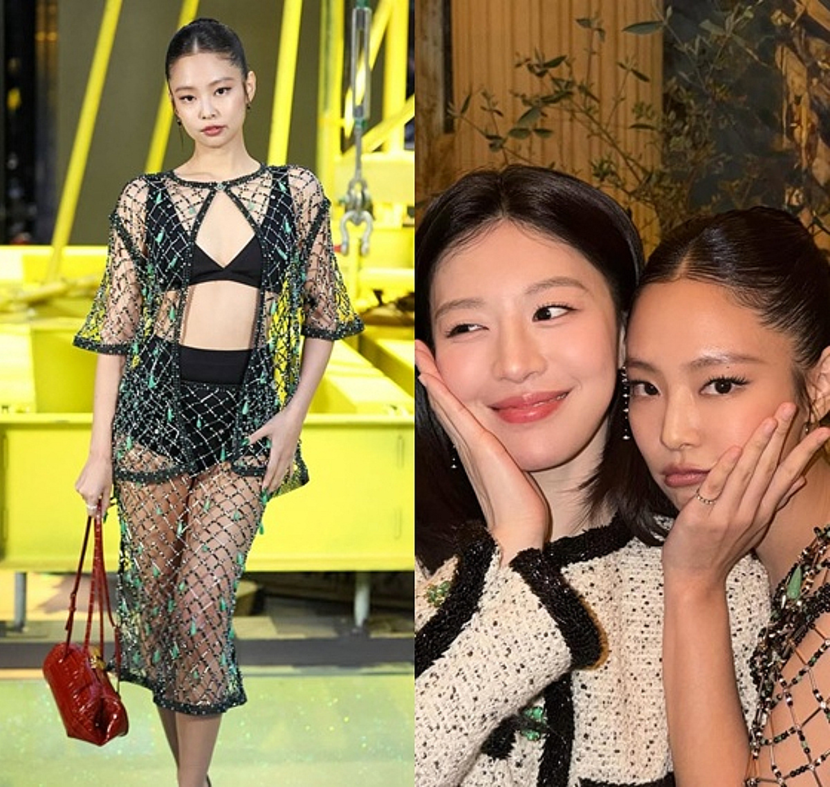 96년생 샤넬 회동..블랙핑크 제니, 망사 란제리룩 입고 고윤정 만났다 [스타이슈]