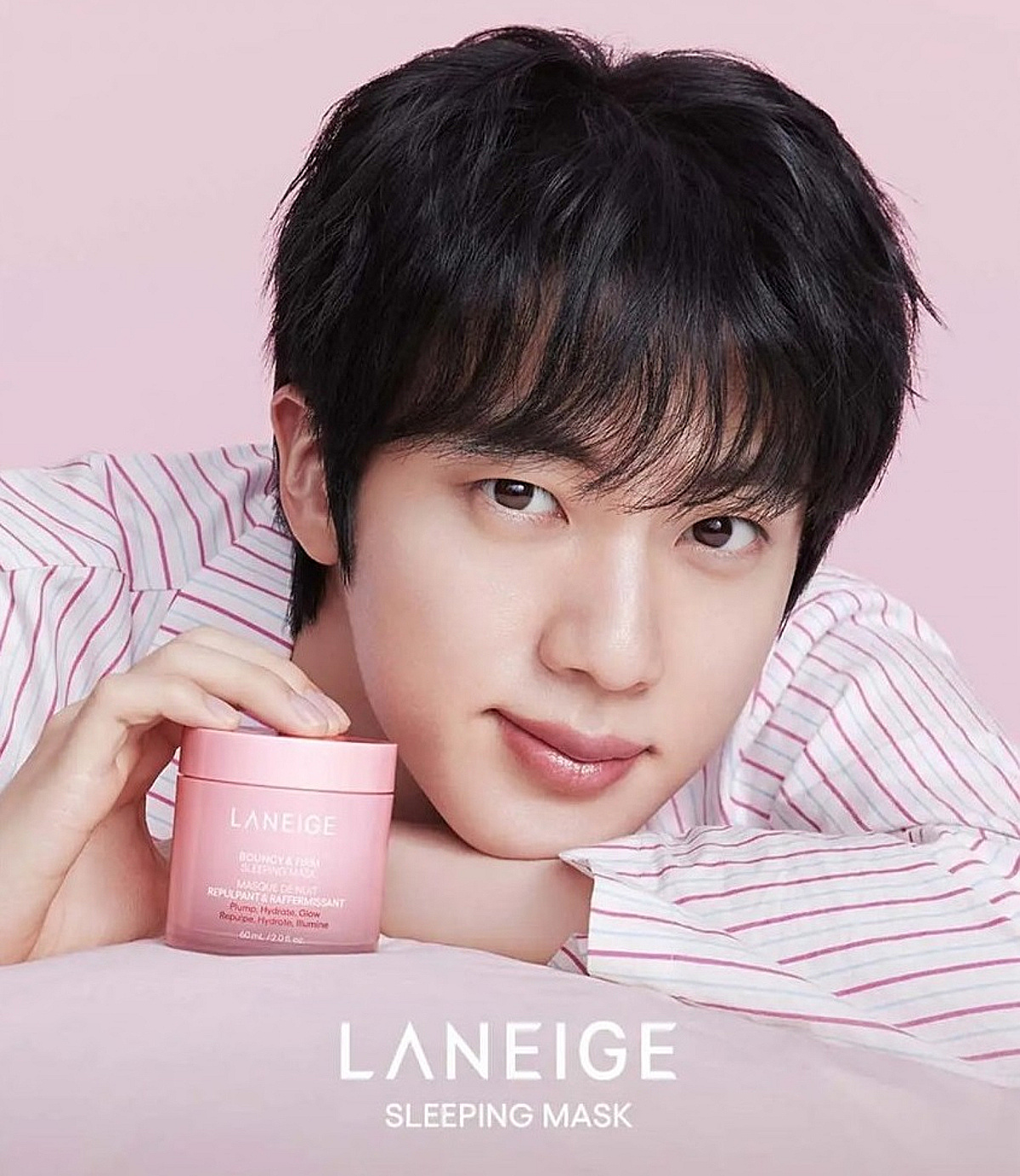 '미의 남신' 방탄소년단 진, 라네즈 슬리핑 마스크 캠페인 나오자마자 판매 1위..'품절대란'