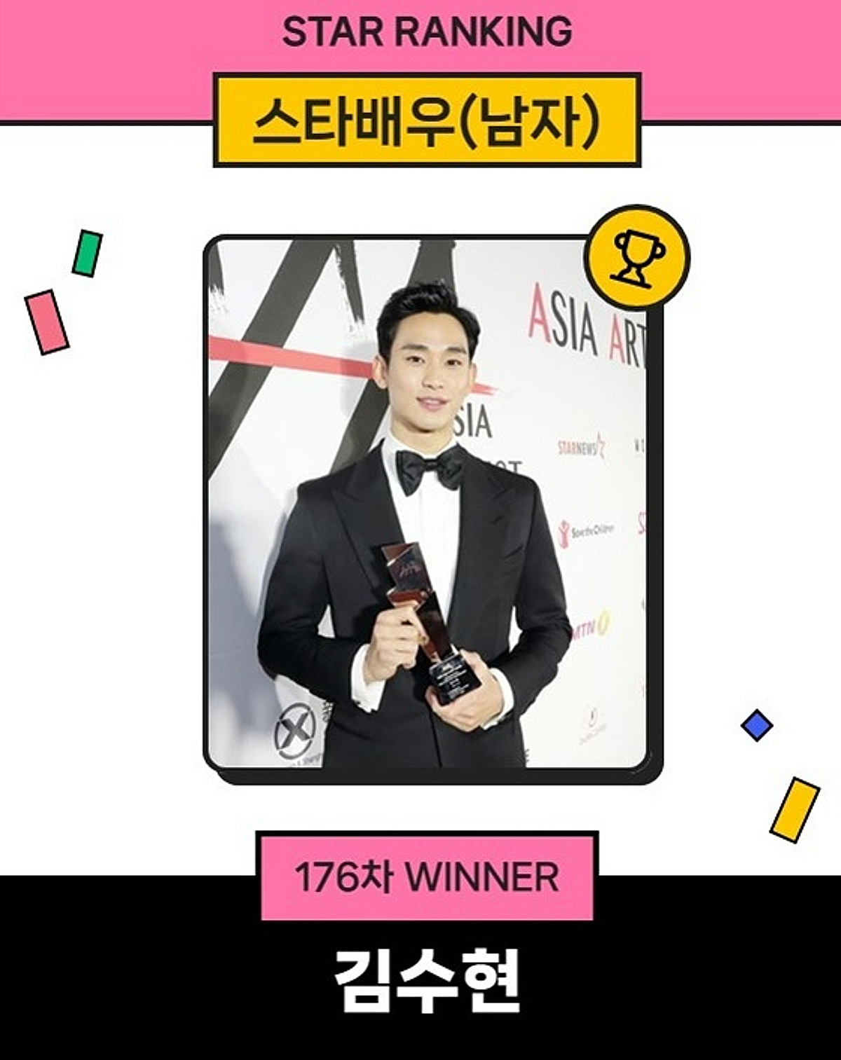 '활동 재개' 김수현, 흔들림 없는 인기..스타랭킹 男배우 1위