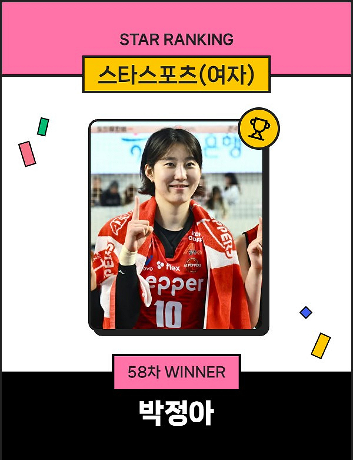 '2위와 7배 차이' 박정아, 2만 6138표 독식 '스타랭킹 23주 연속 1위'