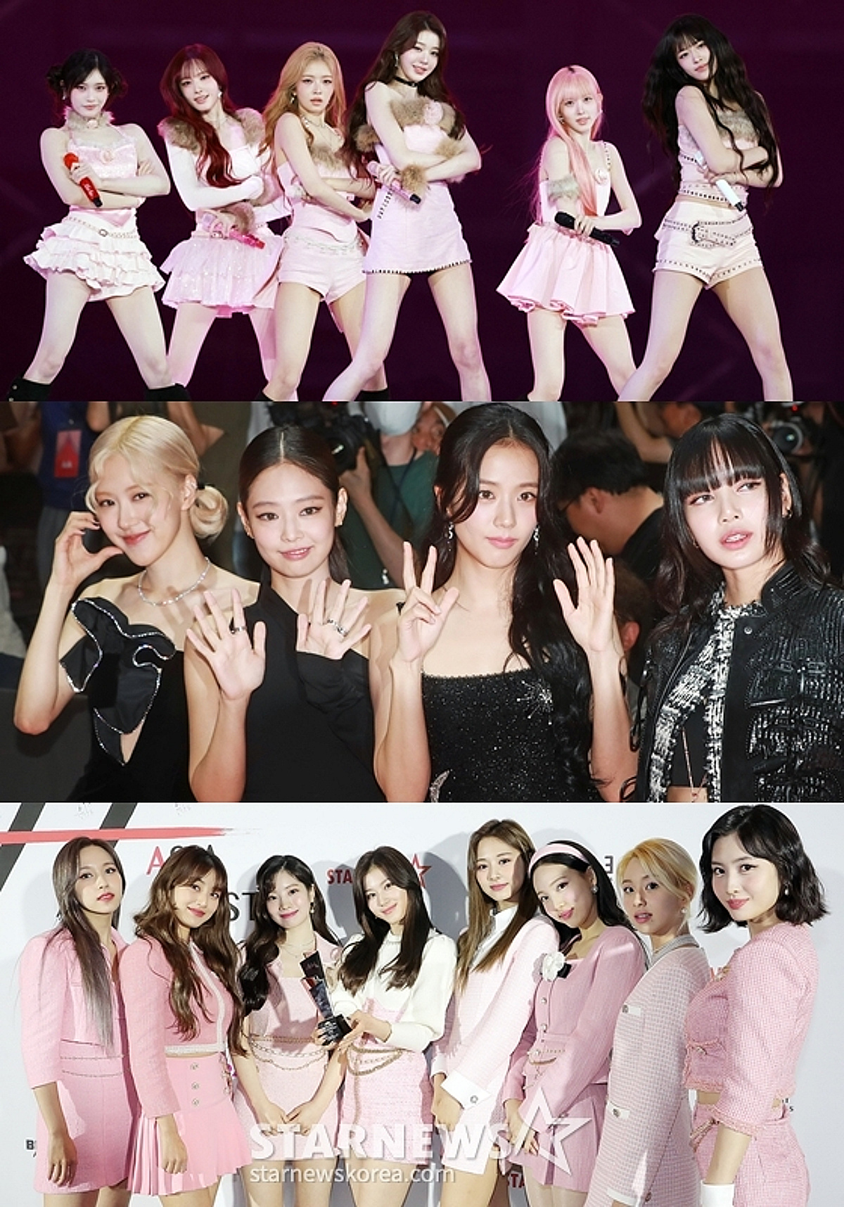 1st place, IVE, 2nd place, BLACKPINK, 3rd place, TWICE. | STARNEWS
