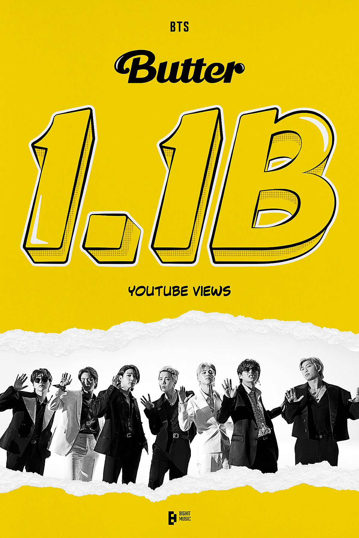[공식]방탄소년단 'Butter' 뮤비 11억뷰..통산 7번째