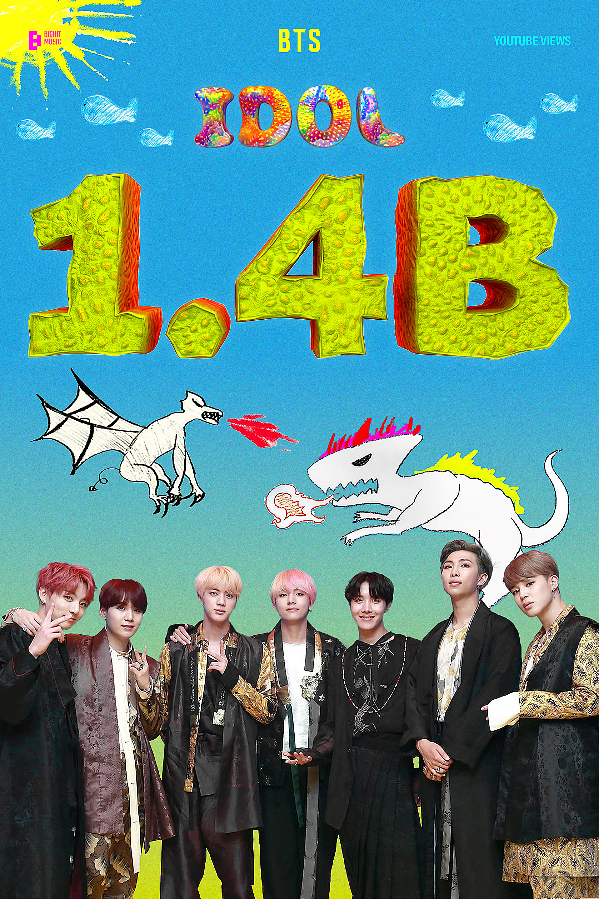 [공식]방탄소년단 'IDOL' 뮤비 14억뷰 돌파..통산 5번째