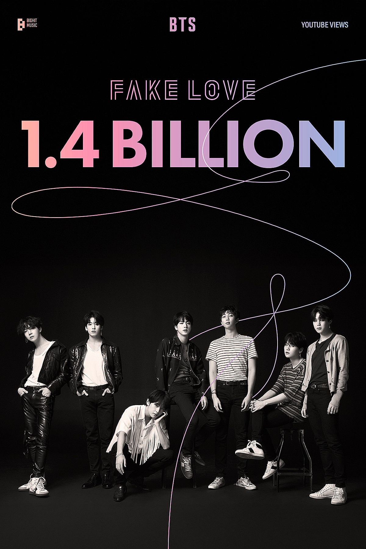 방탄소년단 'FAKE LOVE' MV, 14억 뷰 돌파..통산 6번째 대기록